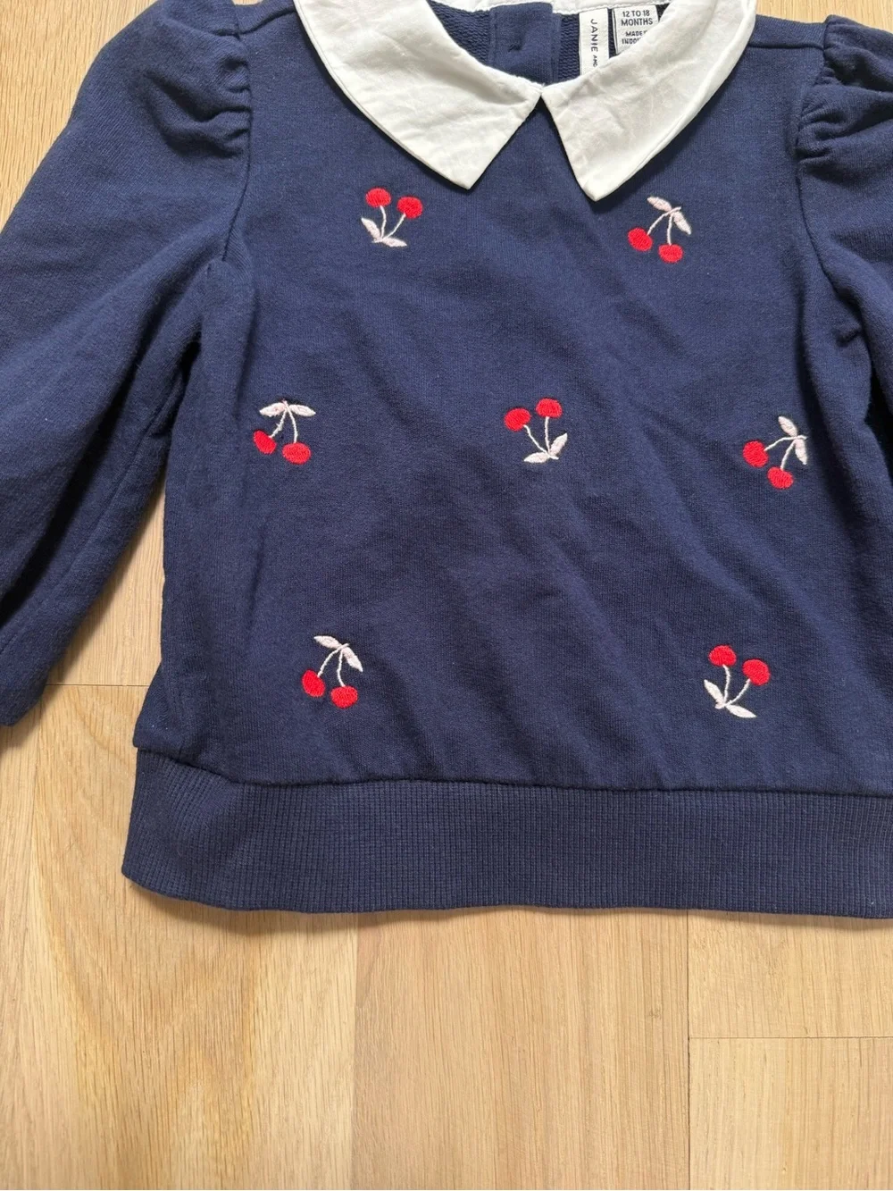 Janie and Jack - NWOT 🍒 Navy Cherry Collar Long-Sleeve Top for baby